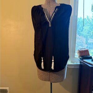 LOFT Black Top with White Accents